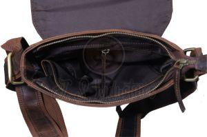 Brown Genuine Top Grain Leather Cross Body Satchel Bag