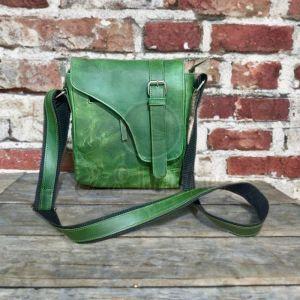 Dark Green Leather Crossbody Sling Bag