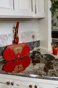 Red Leather Butterfly Design Sling Bag