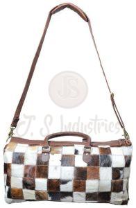 Patchwork Cowhide Leather Duffel Bag