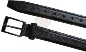 Black Leather Belt with Rectangular Buckle
