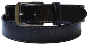 Black Double Stitched Leather Lined Belt