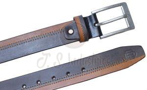 Men Black Brown Solid Leather Belt