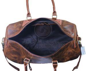 Hand Tooled Leather Weekender Travel Bag