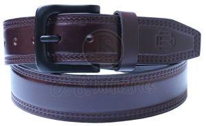 Brown Genuine Leather Casual Belt with Black Pin Buckle