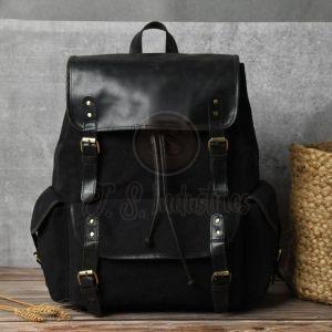 Black Vegan Leather Backpack