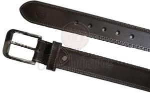 Black Double Stitched Leather Lined Belt