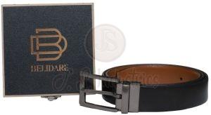 Men Black Solid Leather Belt