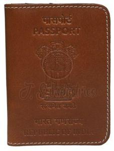Tan Brown Genuine Leather Passport Holder