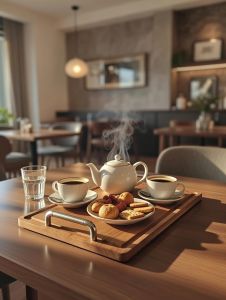 Teak Wood Serving Tray with Steel Handles