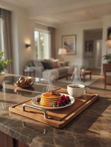 Teak Wood Serving Tray with Steel Handles