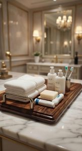 Wooden Serving Tray with Steel Handle