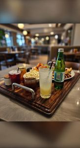 Wooden Serving Tray with Steel Handle