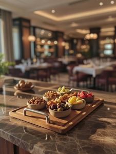 Teak Wood Serving Tray with Steel Handles