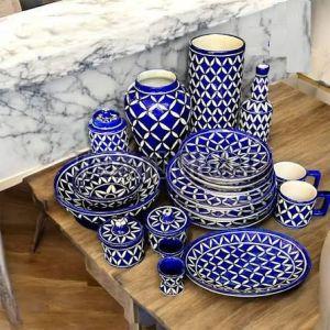 Geometric Glazed Ceramic Dinnerware Set