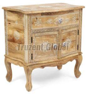Hand Carved Wooden Bedside Cabinet