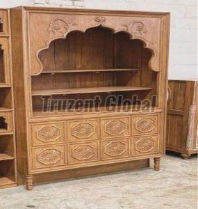 Jodhpuri Carved Wooden Display Cabinet
