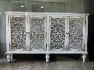 Vintage Carved Wooden Sideboard Cabinet