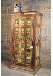 Wooden Buddha Panel Storage Cabinet