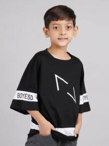 Boys Black Typographic Line Oversized T Shirt