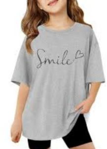 Girls Grey Oversized Script T Shirt