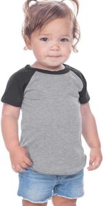 Girls Grey Raglan Solid T Shirt