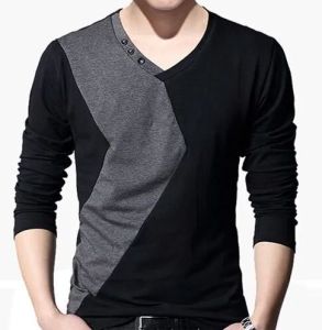 Mens Black &AMP; Grey Panel T Shirt