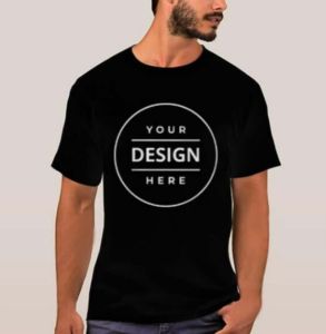 Mens Black Circular Logo Custom T Shirt