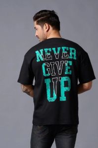 Mens Black Motivational Back Print T Shirt