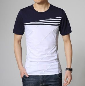 Mens Navy White Colorblock T Shirt
