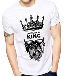 Mens White King Quote Printed T Shirt