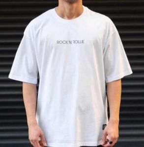Mens White Subtle Printed Oversized T Shirt