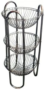3 Shelves Round Stainless Steel Fruit Trolley