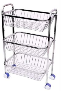 Square Pipe Stainless Steel Kitchen Storage Trolley