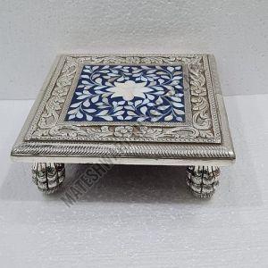 18x18 Inch Silver Plated Pooja Chowki