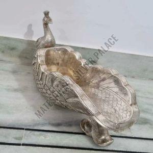 Silver Coated Peacock Bottle Stand