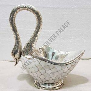 800 Ml Silver Coated Swan Bowl