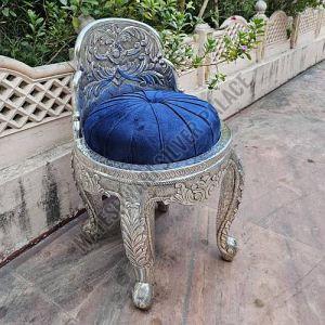 Handcrafted Silver Plated Wooden Round Chair