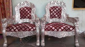 High-Quality Silver Plated Wooden Chair