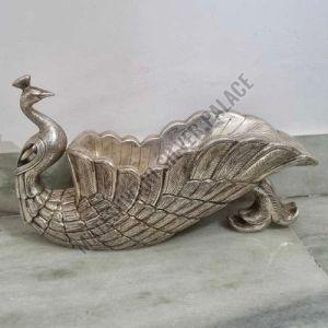 Silver Coated Peacock Bottle Stand