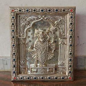 Silver Plated Banke Bihari Photo Frame