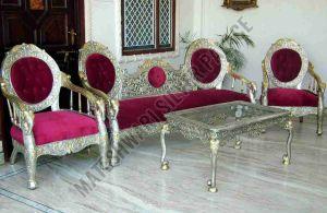 Silver Plated Luxury Wooden Sofa Set