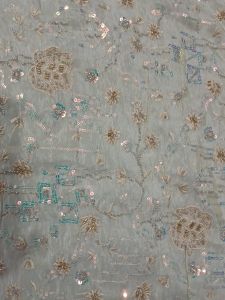 Golden Floral Embroidered Fabric