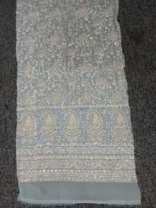 Scalloped Border Embroidered Fabric