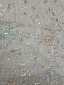 Golden Floral Embroidered Fabric