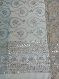 Scalloped Border Embroidered Fabric