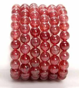 Round Strawberry Quartz Beaded Bracelet