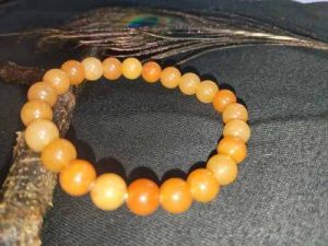 Round Red Sandstone Beaded Bracelet