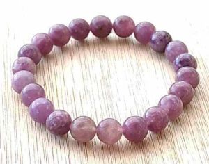 Round Lepidolite Crystal Beaded Bracelet