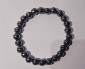 Round Gemstone Silver Hematite Bracelet